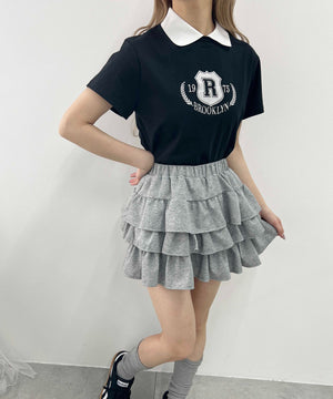 襟付きカレッジ刺繍Tシャツ