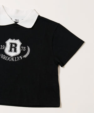 襟付きカレッジ刺繍Tシャツ