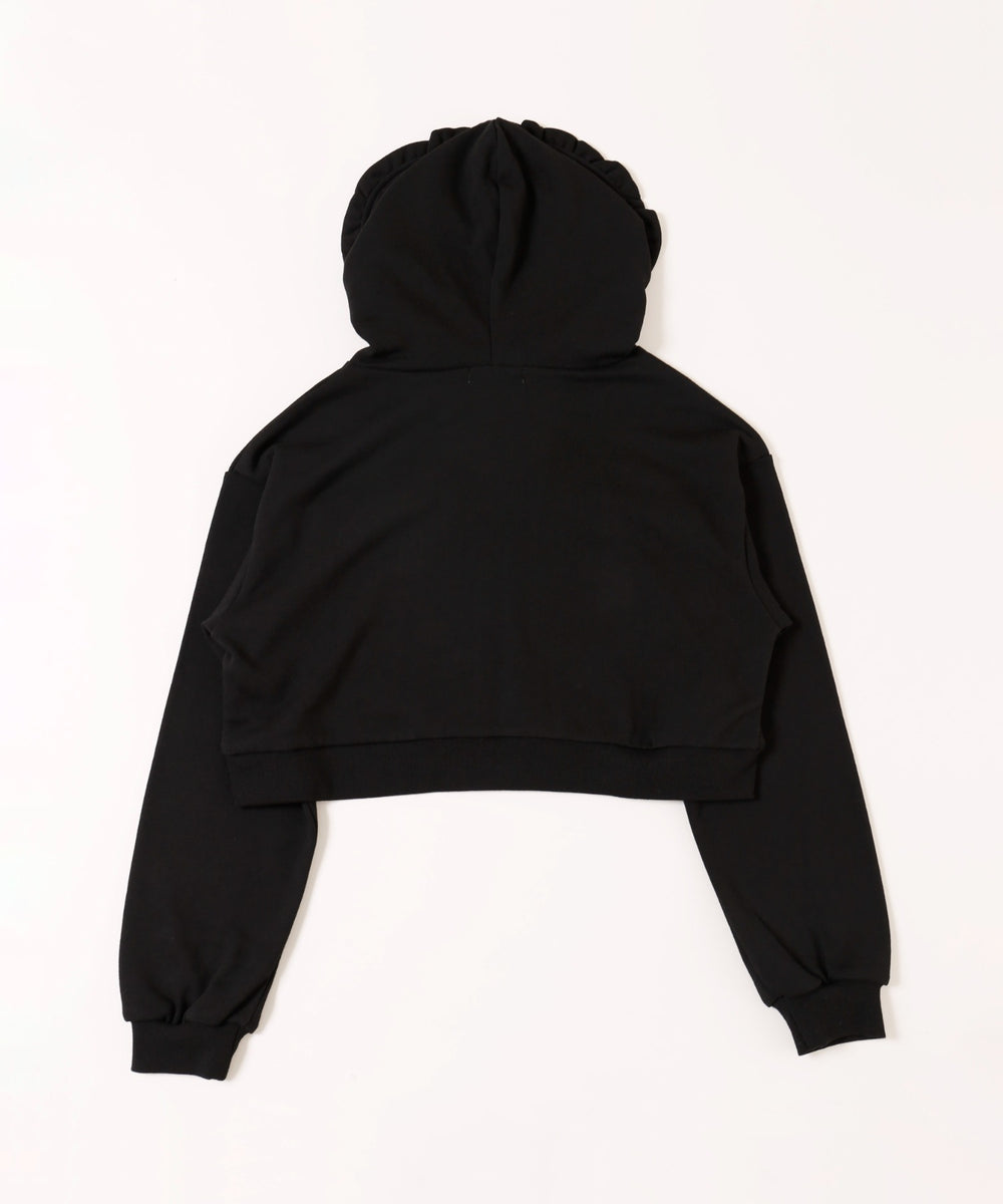 フリルフードリボンジップパーカー