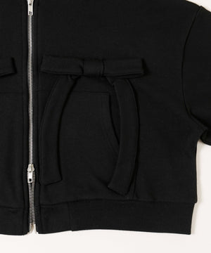 フリルフードリボンジップパーカー