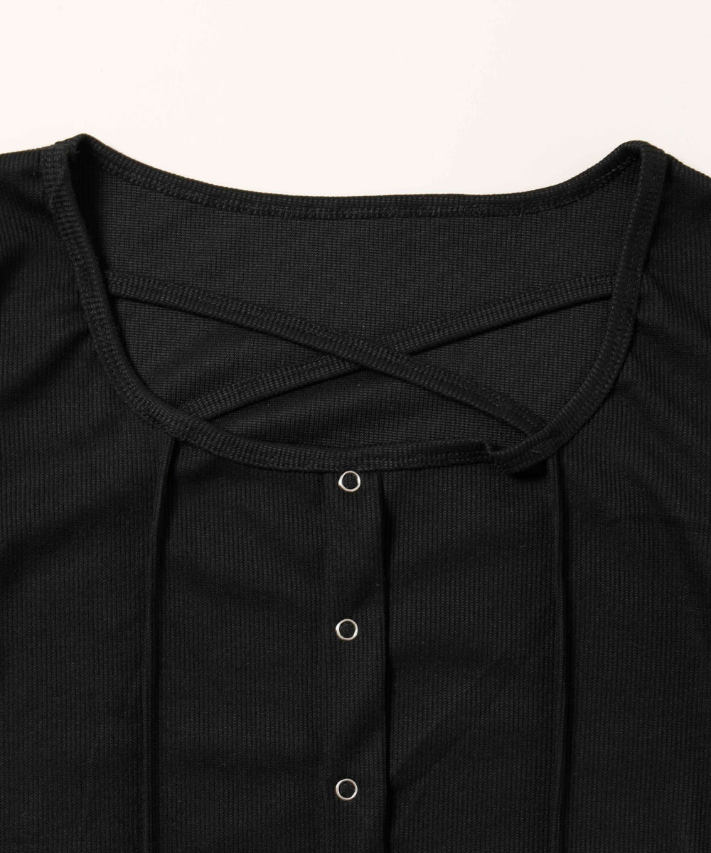 クロスデザインフェイクカーデトップス