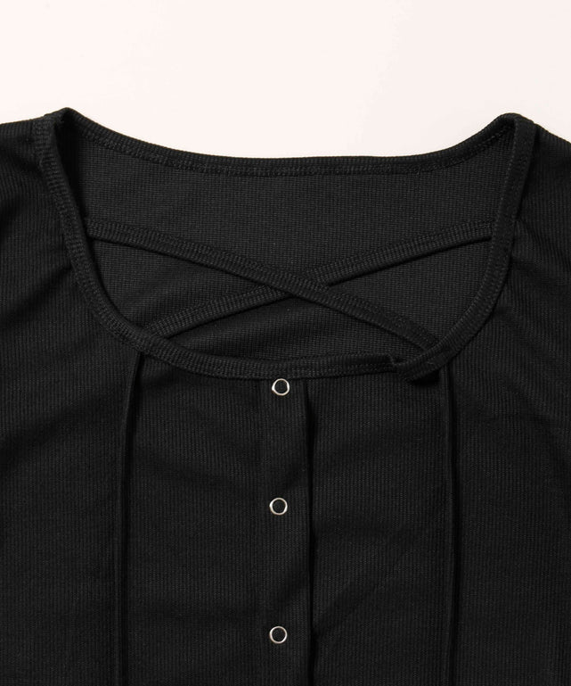 クロスデザインフェイクカーデトップス