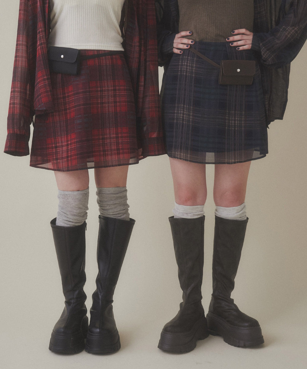 シアーチェックミニスカート