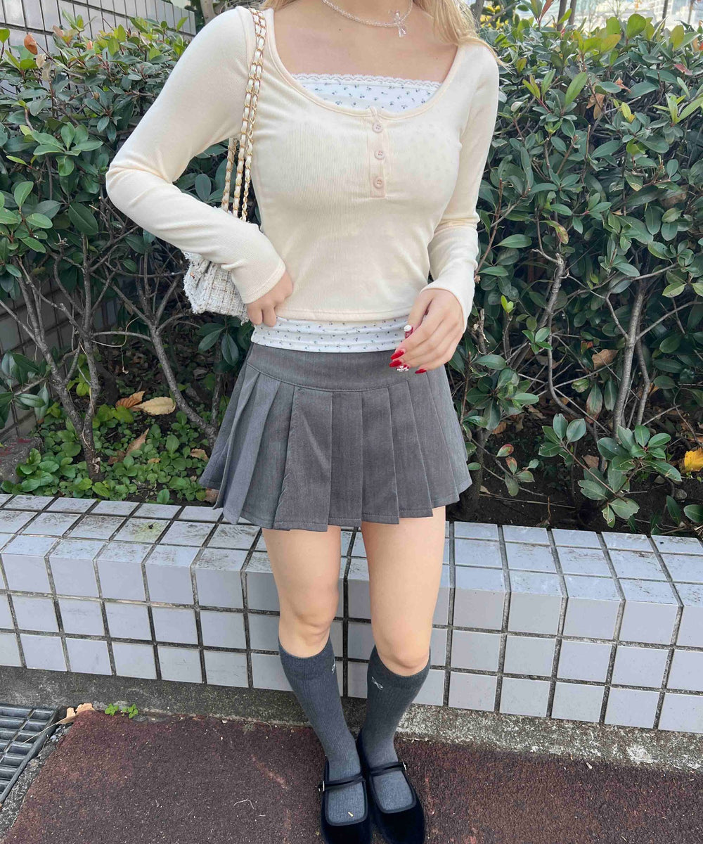 花柄レイヤードトップス