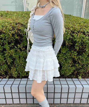 花柄レイヤードトップス