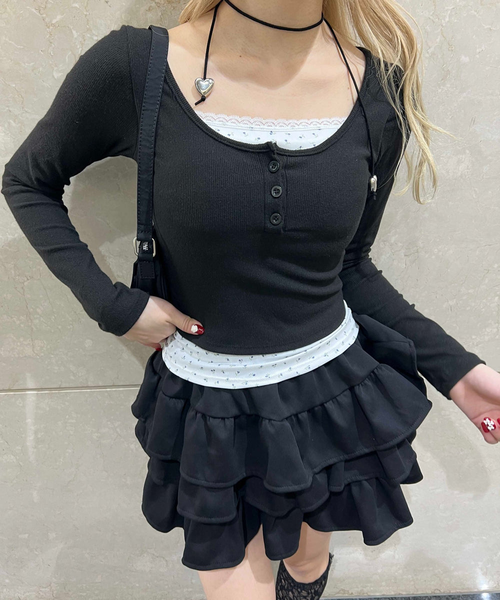 花柄レイヤードトップス