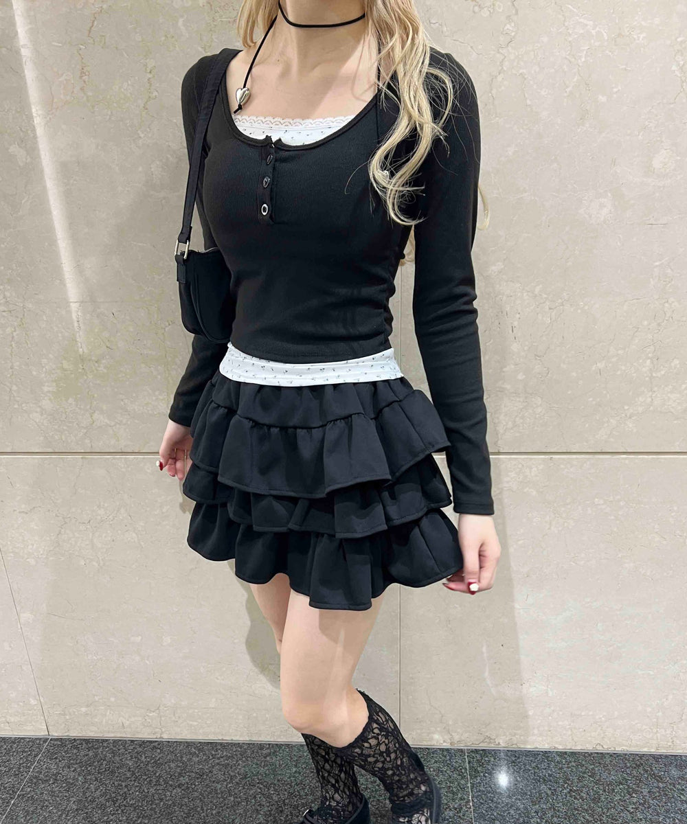 花柄レイヤードトップス