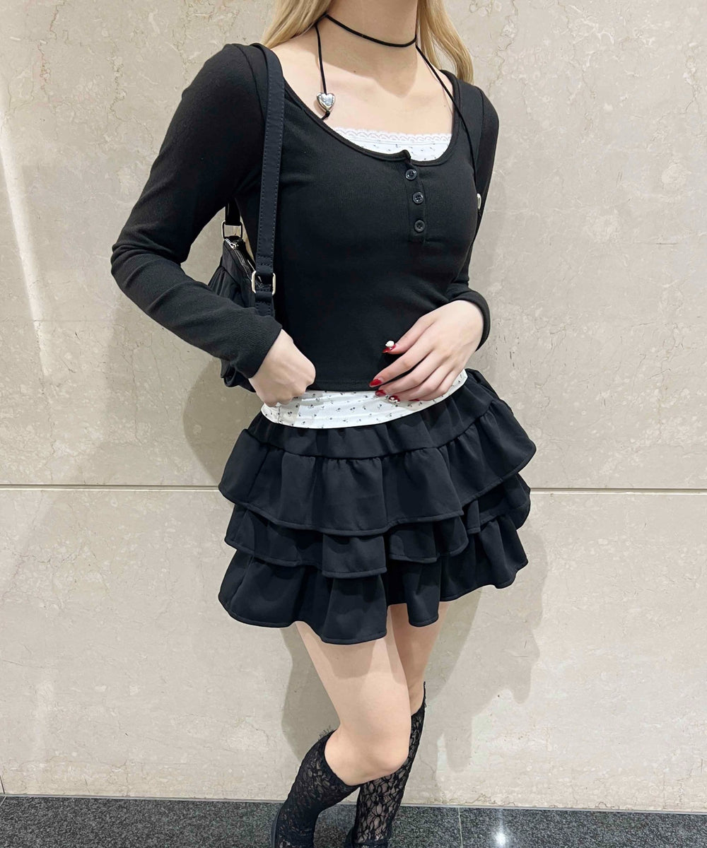 花柄レイヤードトップス