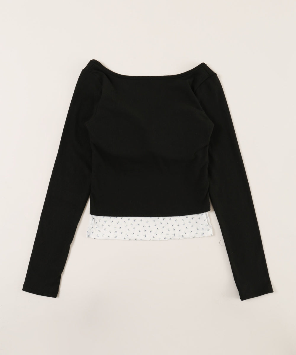 花柄レイヤードトップス