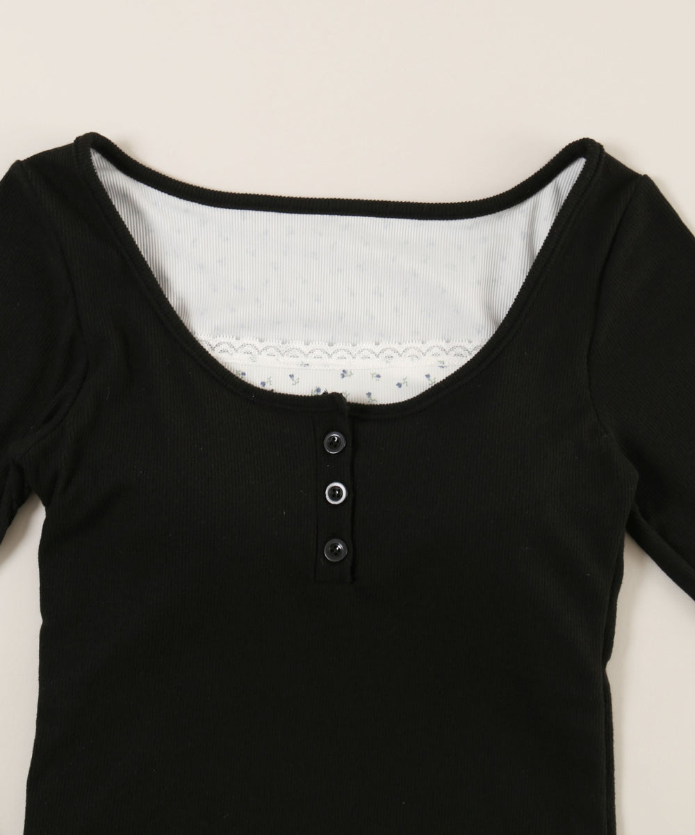 花柄レイヤードトップス