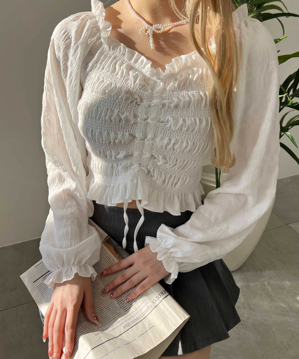 ドロストパフスリーブブラウス