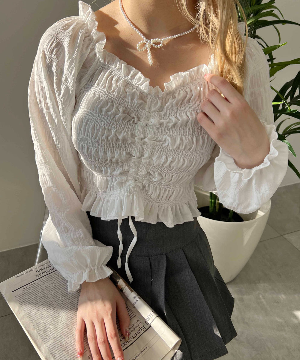 ドロストパフスリーブブラウス