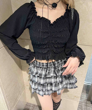 ドロストパフスリーブブラウス