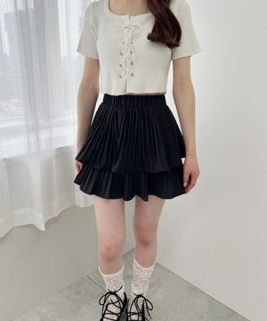 レースアップ半袖トップス