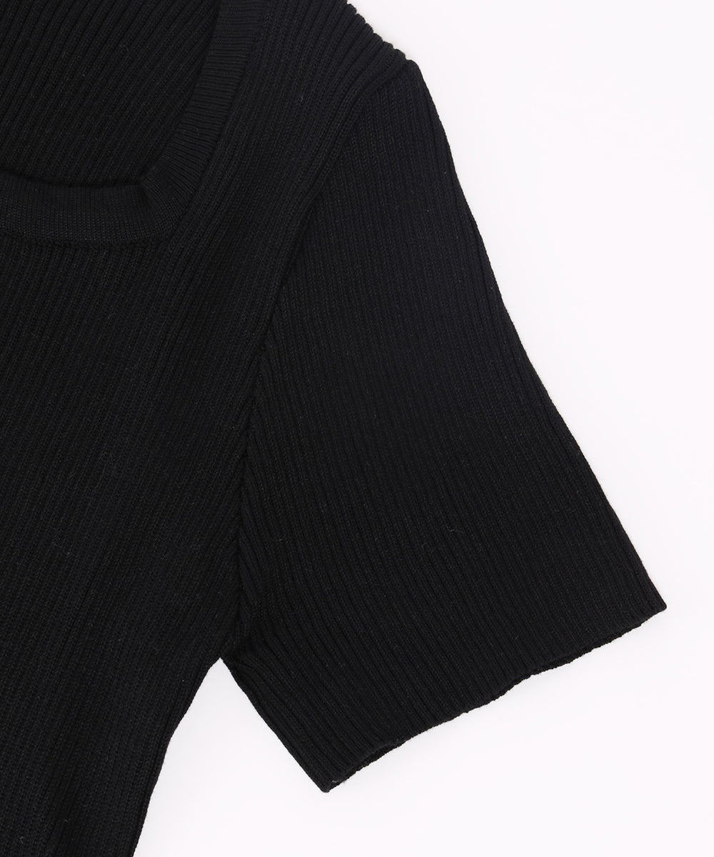 レースアップ半袖トップス