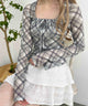 チェックシアーブラウス/グリーン モデル：160㎝ F着用
