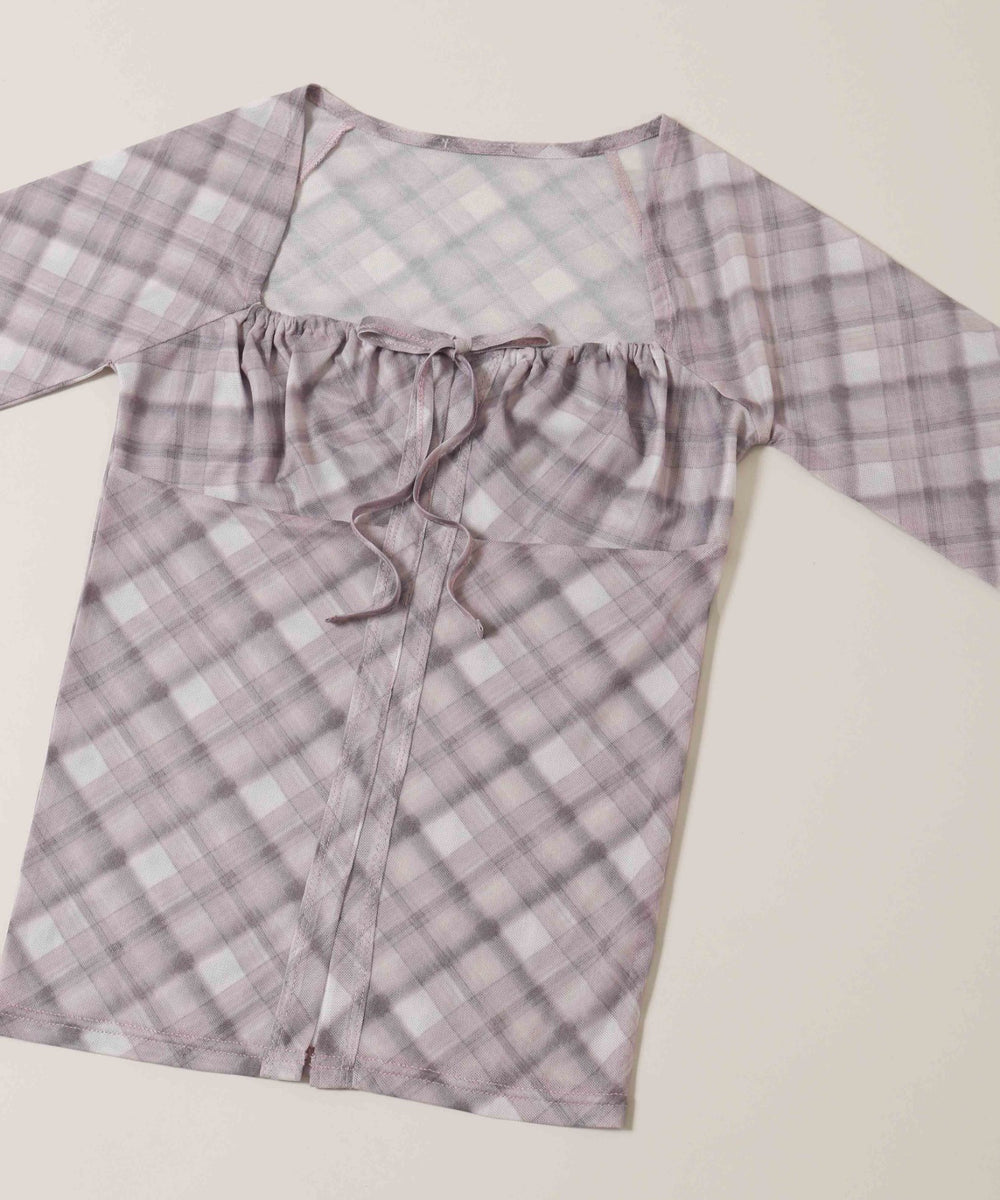 チェックシアーブラウス