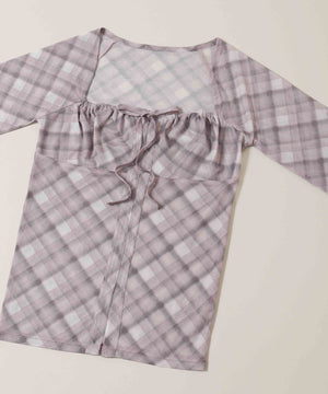 チェックシアーブラウス