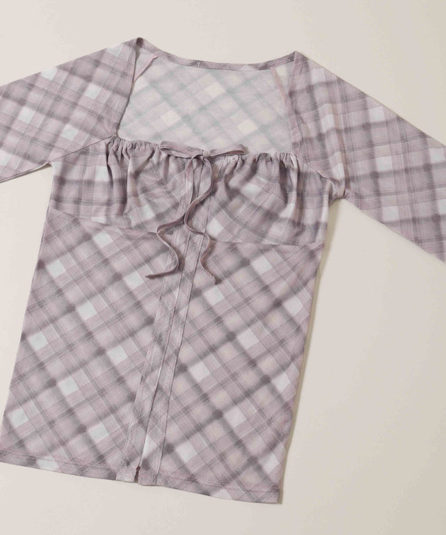 チェックシアーブラウス