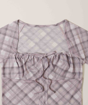 チェックシアーブラウス