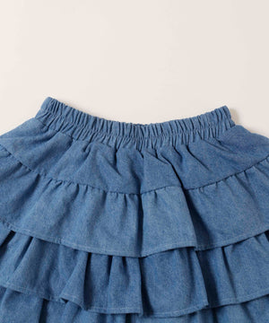 デニム3段フリルミニスカート