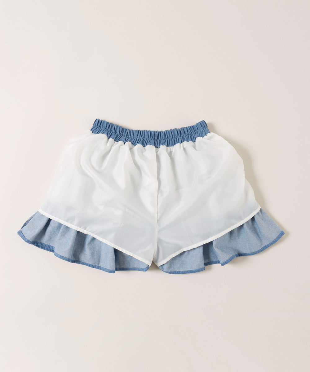 デニム3段フリルミニスカート