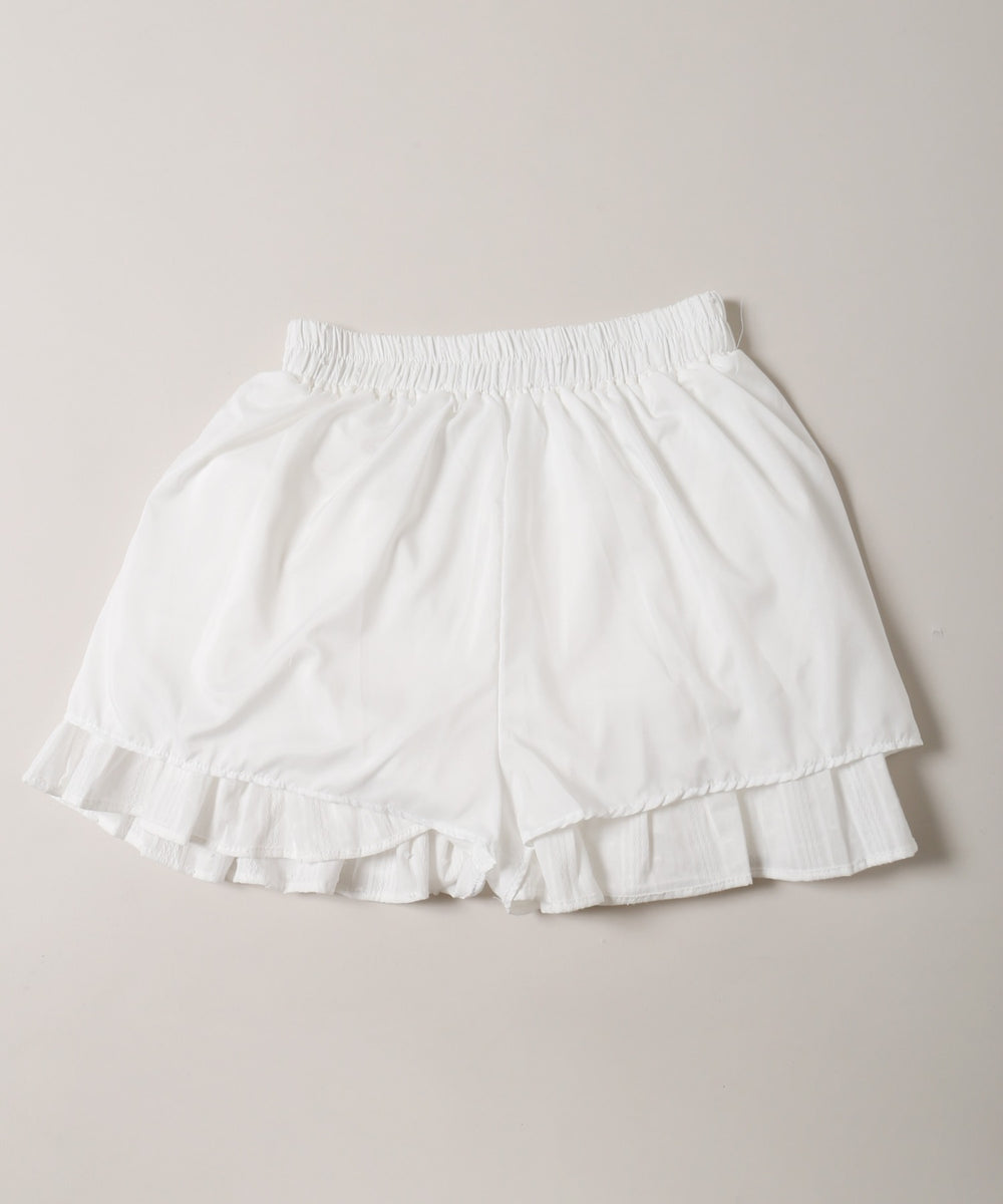 コットンレース2段フリルスカート