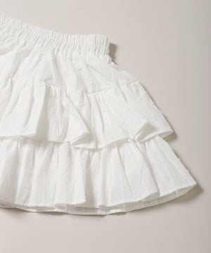 コットンレース2段フリルスカート