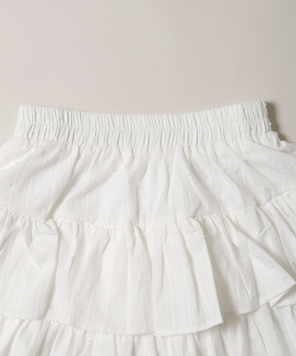 コットンレース2段フリルスカート
