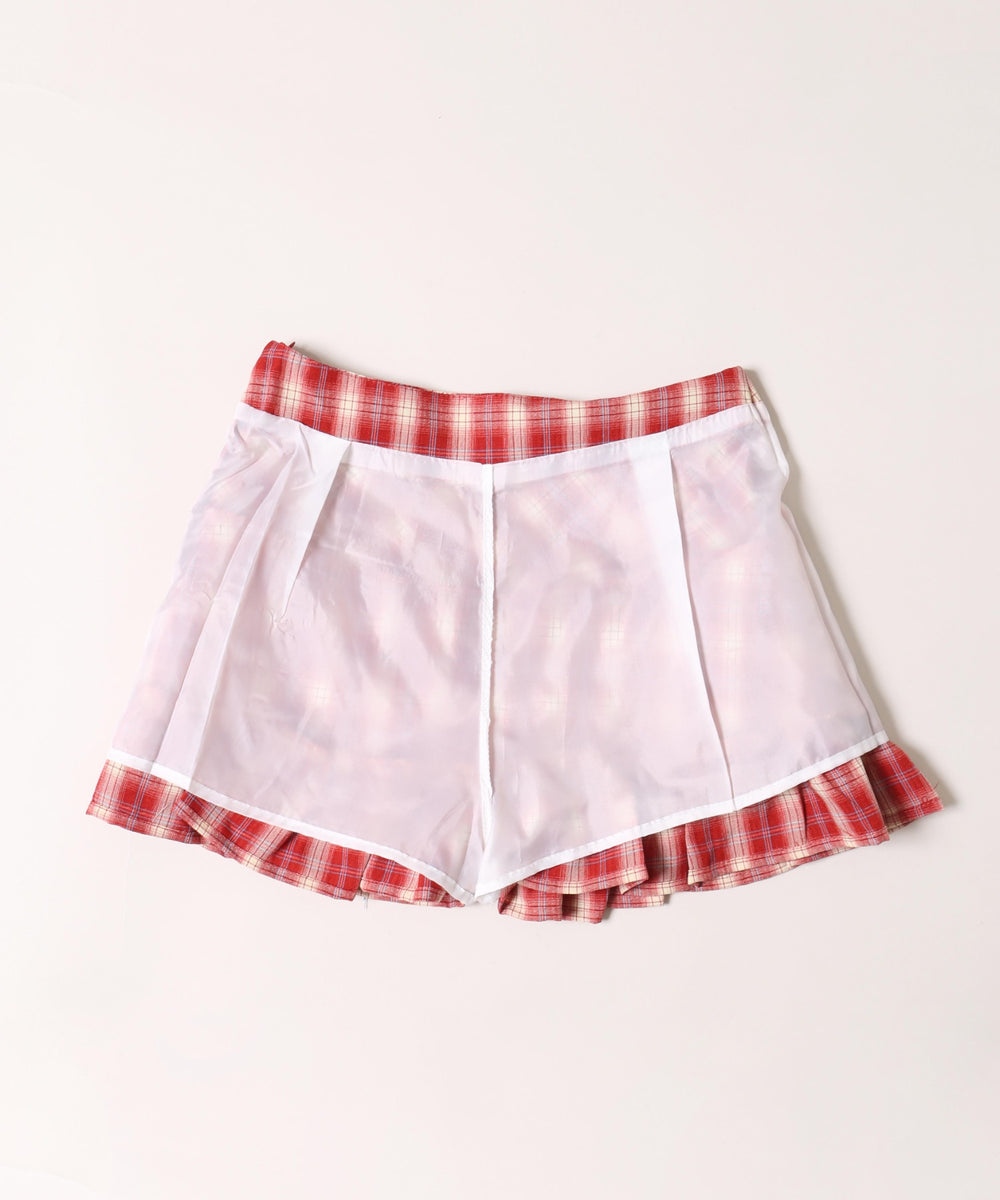 フリル切り替えチェックミニスカート