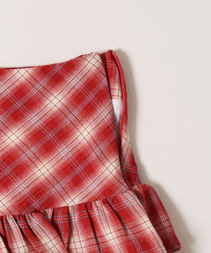 フリル切り替えチェックミニスカート