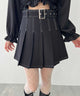 ベルトツキステッチプリーツスカート/ブラック モデル：160㎝ F着用