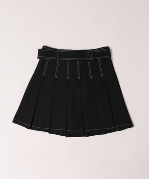 ベルトツキステッチプリーツスカート