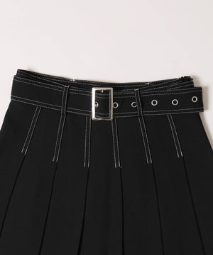 ベルトツキステッチプリーツスカート