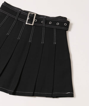 ベルトツキステッチプリーツスカート