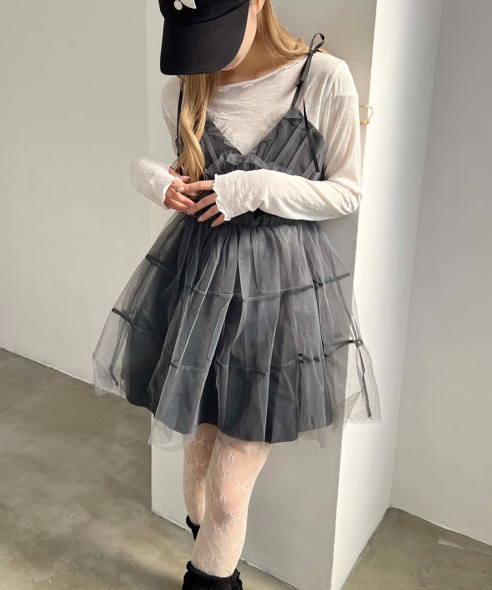 ボリュームチュールキャミワンピース