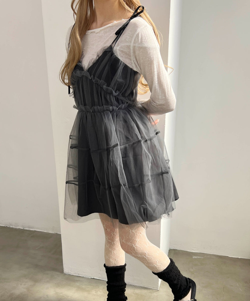 ボリュームチュールキャミワンピース