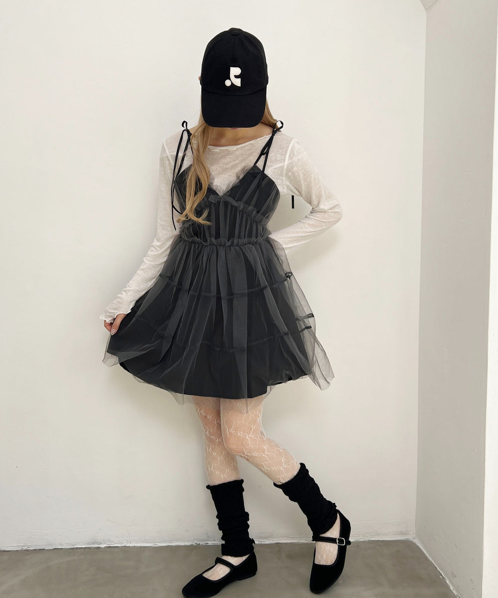 ボリュームチュールキャミワンピース