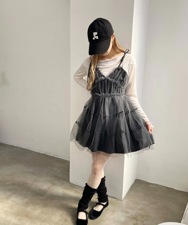 ボリュームチュールキャミワンピース