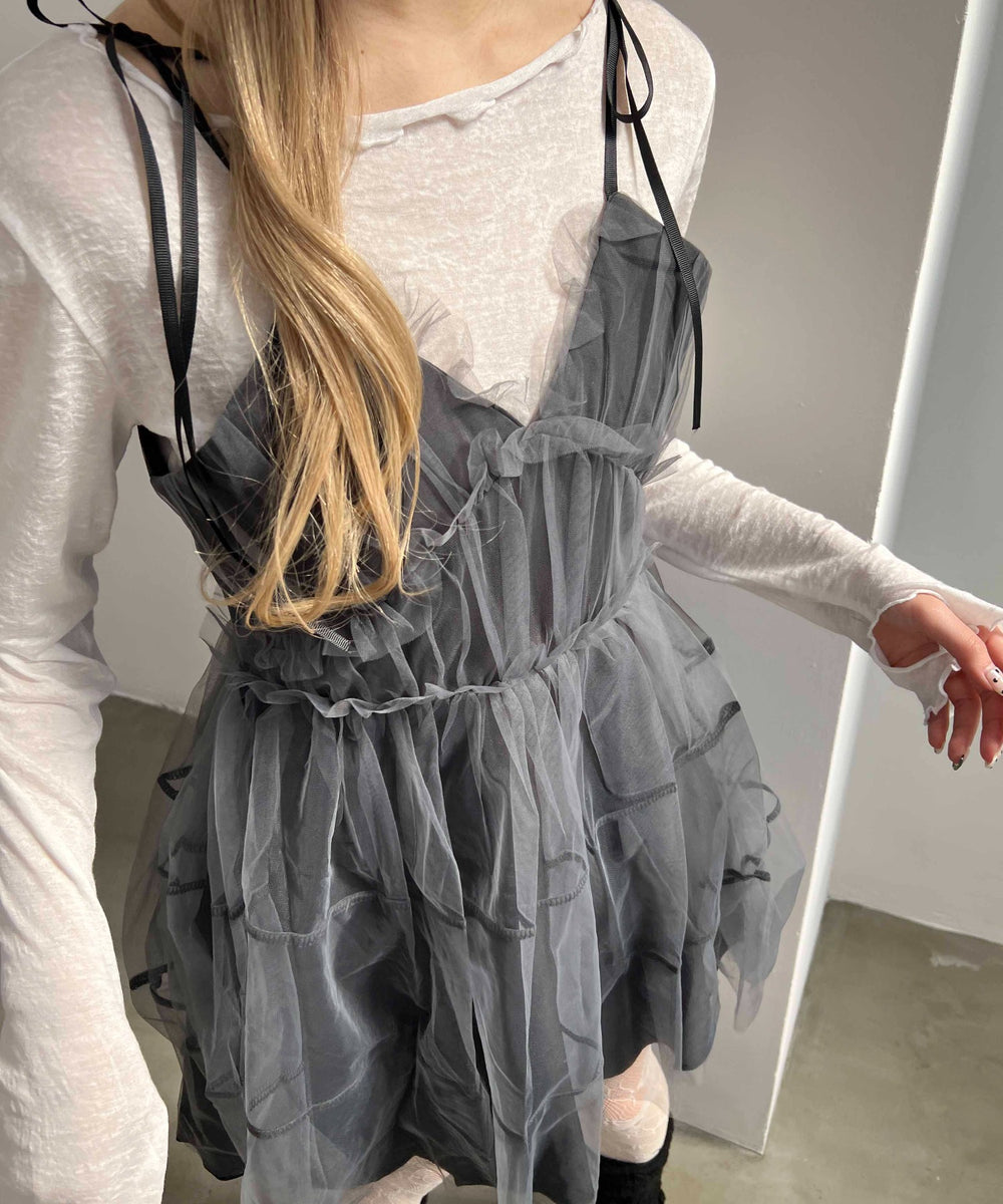 ボリュームチュールキャミワンピース
