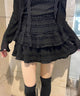 フリルティアードミニスカート/ブラック モデル：160㎝ F着用