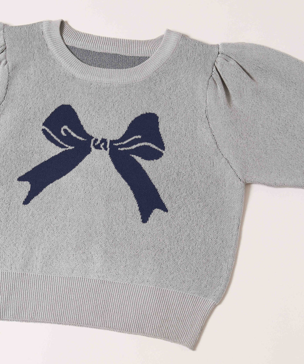 パフスリーブリボンニット