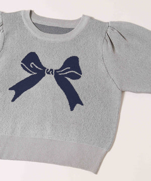 パフスリーブリボンニット