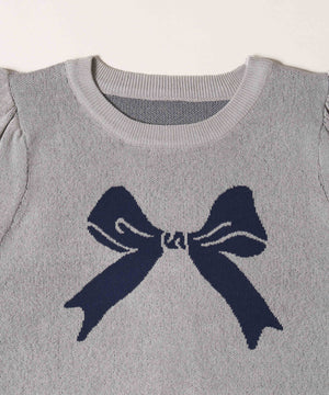 パフスリーブリボンニット