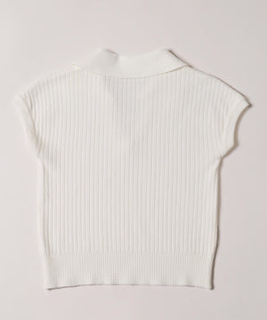 オープンカラーニットトップス