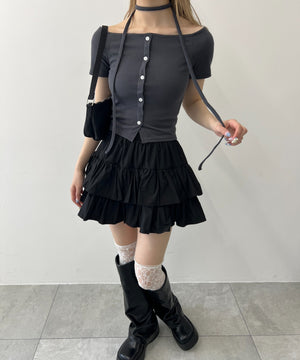 無地ティアードミニスカート