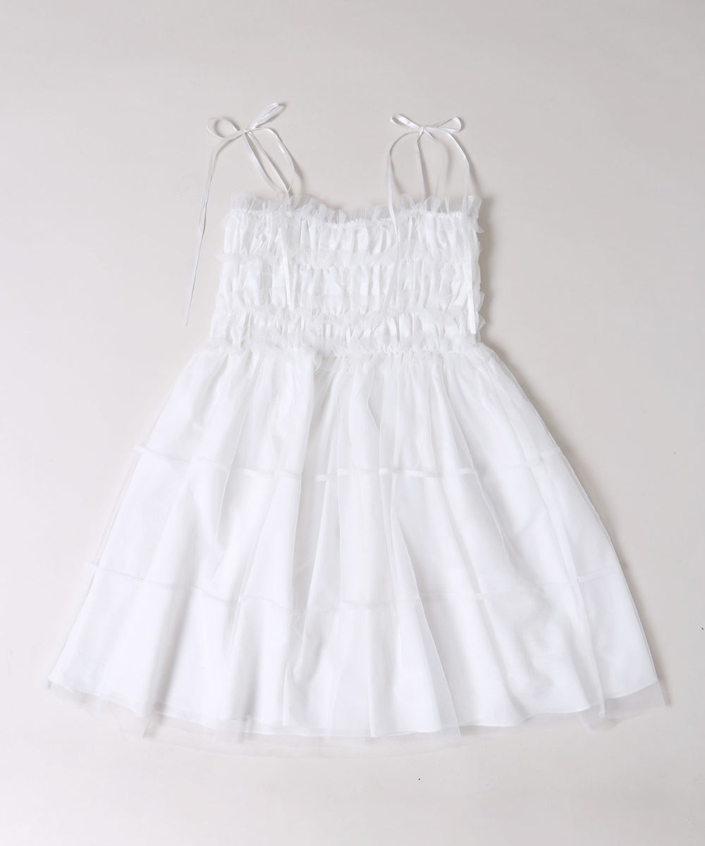 チュールギャザーミニワンピース
