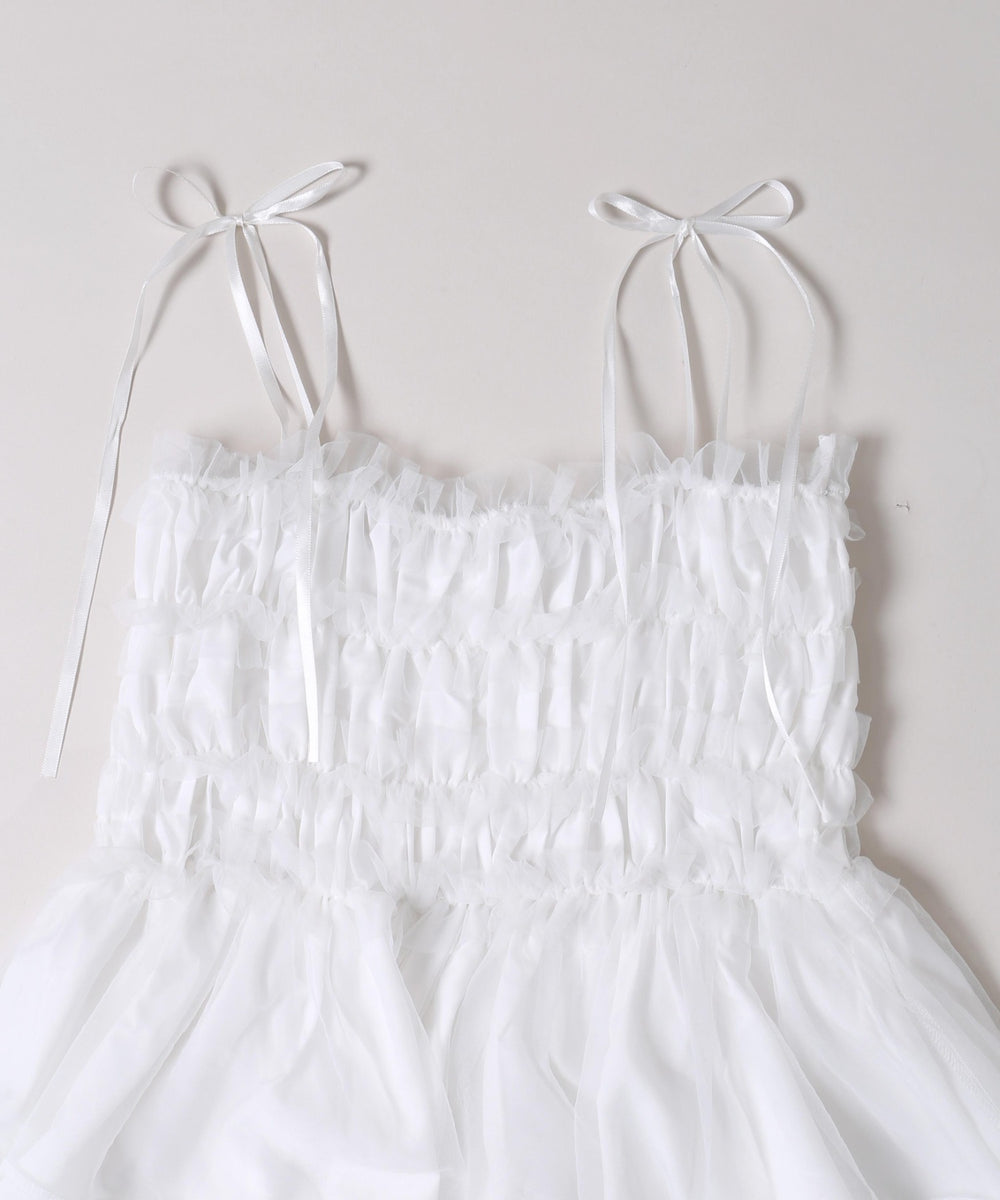 チュールギャザーミニワンピース