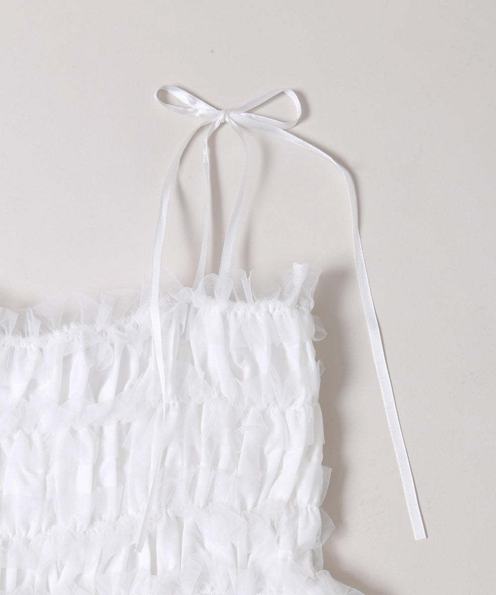 チュールギャザーミニワンピース