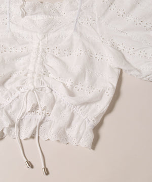 コットンレース半袖ブラウス